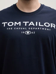 TOM TAILOR PLUS T-Shirt mit Logo-Print Dunkelblau/Hellblau/Gelb