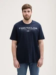 TOM TAILOR PLUS T-Shirt mit Logo-Print Dunkelblau/Hellblau/Gelb