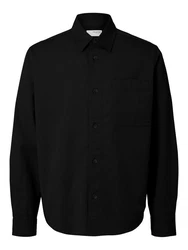 SELECTED HOMME Langarmhemd Overshirt Casual Hemd Schwarz