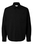 SELECTED HOMME Langarmhemd Overshirt Casual Hemd Schwarz