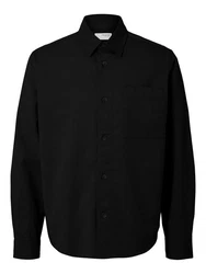 SELECTED HOMME Langarmhemd Overshirt Casual Hemd Schwarz