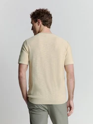 NO EXCESS T-Shirt Khaki/Beige/Weiß