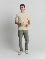 NO EXCESS T-Shirt Khaki/Beige/Weiß