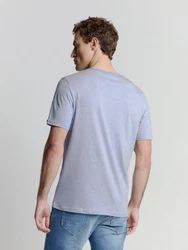 NO EXCESS T-Shirt mit Rundhalsausschnitt Grau/Hellblau