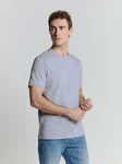 NO EXCESS T-Shirt mit Rundhalsausschnitt Grau/Hellblau