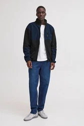 Blend Fellimitatjacke Sweatshirt zipp thru Dunkelblau/Schwarz/Blau