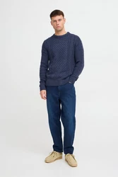 Blend Strickpullover BHPullover Dunkelblau/Hellblau/Blau