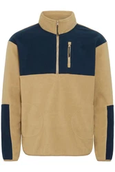 Blend Fleecejacke Sweatshirt halfzipp Beige/Braun/Dunkelblau