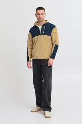 Blend Fleecejacke Sweatshirt halfzipp Beige/Braun/Dunkelblau