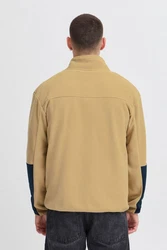 Blend Fleecejacke Sweatshirt halfzipp Beige/Braun/Dunkelblau