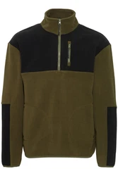 Blend Fleecejacke Sweatshirt halfzipp navy / oliv