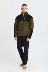 Blend Fleecejacke Sweatshirt halfzipp navy / oliv