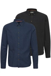 Blend Langarmhemd Style BHShirt Dunkelblau/Hellblau/Blau