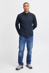 Blend Langarmhemd Style BHShirt Dunkelblau/Hellblau/Blau