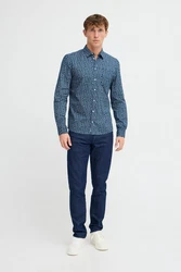 Blend Kurzarmhemd BHAGGE Shirt Blau/Hellblau/Dunkelblau