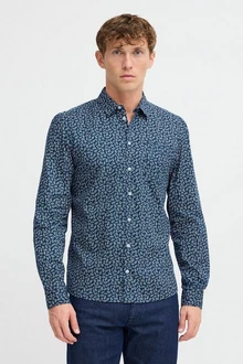 Blend Kurzarmhemd BHAGGE Shirt Blau/Hellblau/Dunkelblau