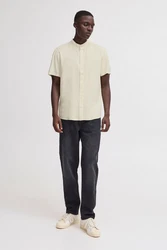 Blend Kurzarmhemd BHBOBBY Shirt Khaki/Beige/Weiß