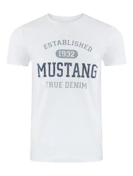 MUSTANG T-Shirt Herren Printshirt Regular Fit Creme