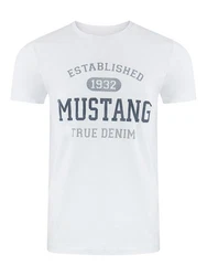 MUSTANG T-Shirt Herren Printshirt Regular Fit Creme