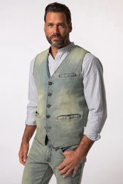 Steppweste JP 1880 Jeansweste Denim V-Ausschnitt Vintage Look