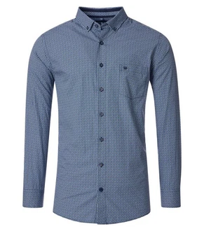 Redmond Langarmhemd Comfort Fit Dunkelblau/Hellblau/Blau