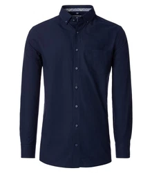 Redmond Langarmhemd Comfort Fit Dunkelblau/Blau