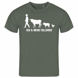 deinshirt Print-Shirt Herren T-Shirt Ich und meine Follower Funshirt Dunkelgrün/Beige