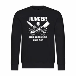 Kapuzenpullover Herren Pullover HUNGER Man schle mir eine Kuh Mit Print Motiv