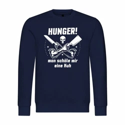 deinshirt Kapuzenpullover Herren HUNGER Man schle mir eine Kuh Dunkelblau/Blau/Hellblau