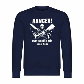 deinshirt Kapuzenpullover Herren HUNGER Man schle mir eine Kuh Dunkelblau/Blau/Hellblau