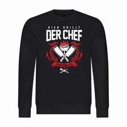 Kapuzenpullover Herren Pullover Hier grillt der Chef noch persnlich Mit Print Motiv