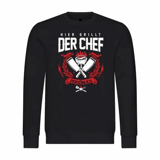 deinshirt Kapuzenpullover Herren Pullover Hier grillt der Chef noch persönlich