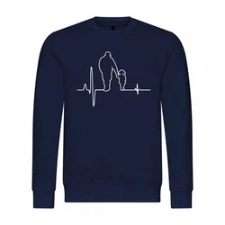 deinshirt Kapuzenpullover Herzschlag Vater und Tochter Mit Print Motiv Dunkelblau