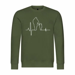 deinshirt Kapuzenpullover Herzschlag Vater und Tochter Mit Print Motiv Dunkelgrün