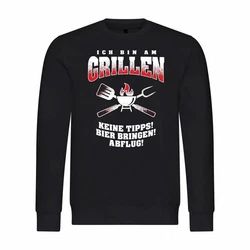 deinshirt Kapuzenpullover Herren Ich bin am Grillen Schwarz