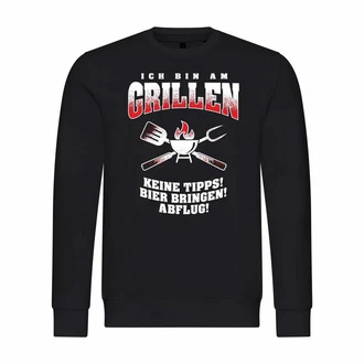 deinshirt Kapuzenpullover Herren Ich bin am Grillen Schwarz