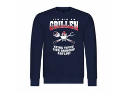 deinshirt Kapuzenpullover Herren Ich bin am Grillen Dunkelblau/Blau