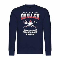 deinshirt Kapuzenpullover Herren Ich bin am Grillen Dunkelblau/Blau