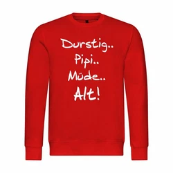 deinshirt Kapuzenpullover Pullover Durstig pipi mde alt Mit Print Motiv Rot/Dunkelrot