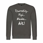 deinshirt Kapuzenpullover Pullover Durstig pipi mde alt Mit Print Motiv Dunkelgrau/Grau/Braun