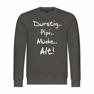 deinshirt Kapuzenpullover Pullover Durstig pipi mde alt Mit Print Motiv Dunkelgrau/Grau/Braun deinshirt Kapuzenpullover Pullover Durstig pipi mde alt Mit Print Motiv Dunkelgrau/Grau/Braun