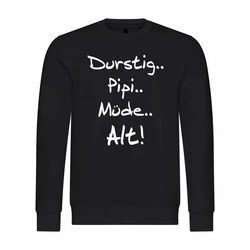 deinshirt Kapuzenpullover Pullover Durstig pipi mde alt Mit Print Motiv Dunkelblau/Beige/Rot/Schwarz/Braun/Creme