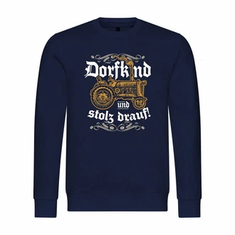 deinshirt Kapuzenpullover Herren Pullover Dorfkind und stolz drauf Dunkelblau
