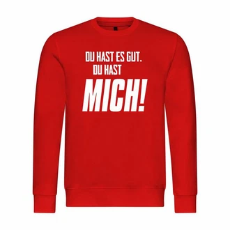 deinshirt Kapuzenpullover Herren Du hast es gut du hast mich Rot/Dunkelrot