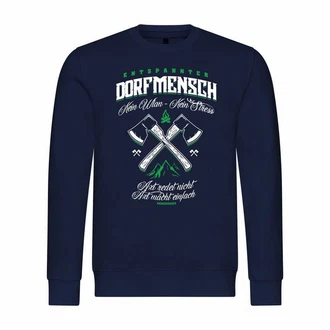 deinshirt Kapuzenpullover Entspannter Dorfmensch Dunkelblau