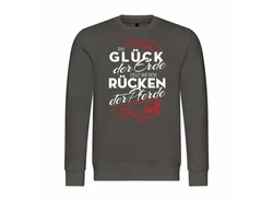 deinshirt Kapuzenpullover Herren Das Glück der Erde liegt auf dem Rücken der Pferde Schwarz/Grau