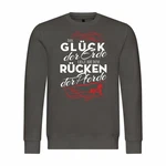 deinshirt Kapuzenpullover Herren Das Glück der Erde liegt auf dem Rücken der Pferde Schwarz/Grau