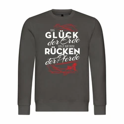 deinshirt Kapuzenpullover Herren Das Glück der Erde liegt auf dem Rücken der Pferde Schwarz/Grau