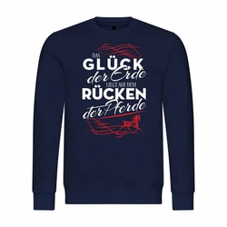 deinshirt Kapuzenpullover Herren Das Glück der Erde liegt auf dem Rücken der Pferde Schwarz/Dunkelblau/Blau