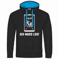 deinshirt Kapuzenpullover Meine Khe rufen an Schwarz/Hellblau/Braun/Blau